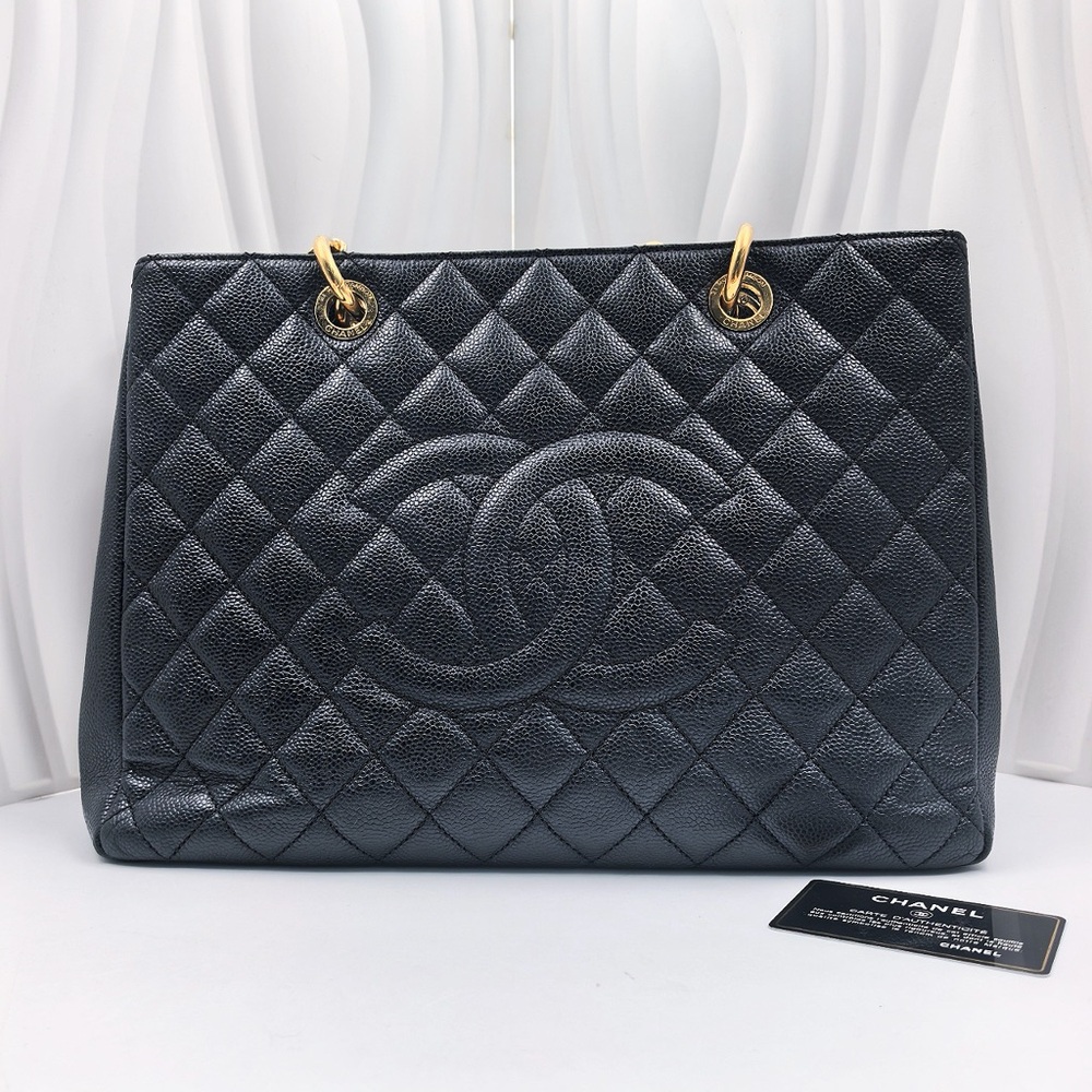 CHANEL Grand Shopping Tote (GST) Bag Black Caviar Leather